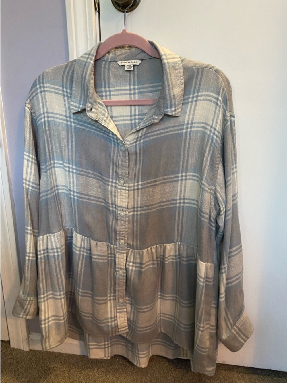 American Eagle Oversized Flannel Babydoll Tunic